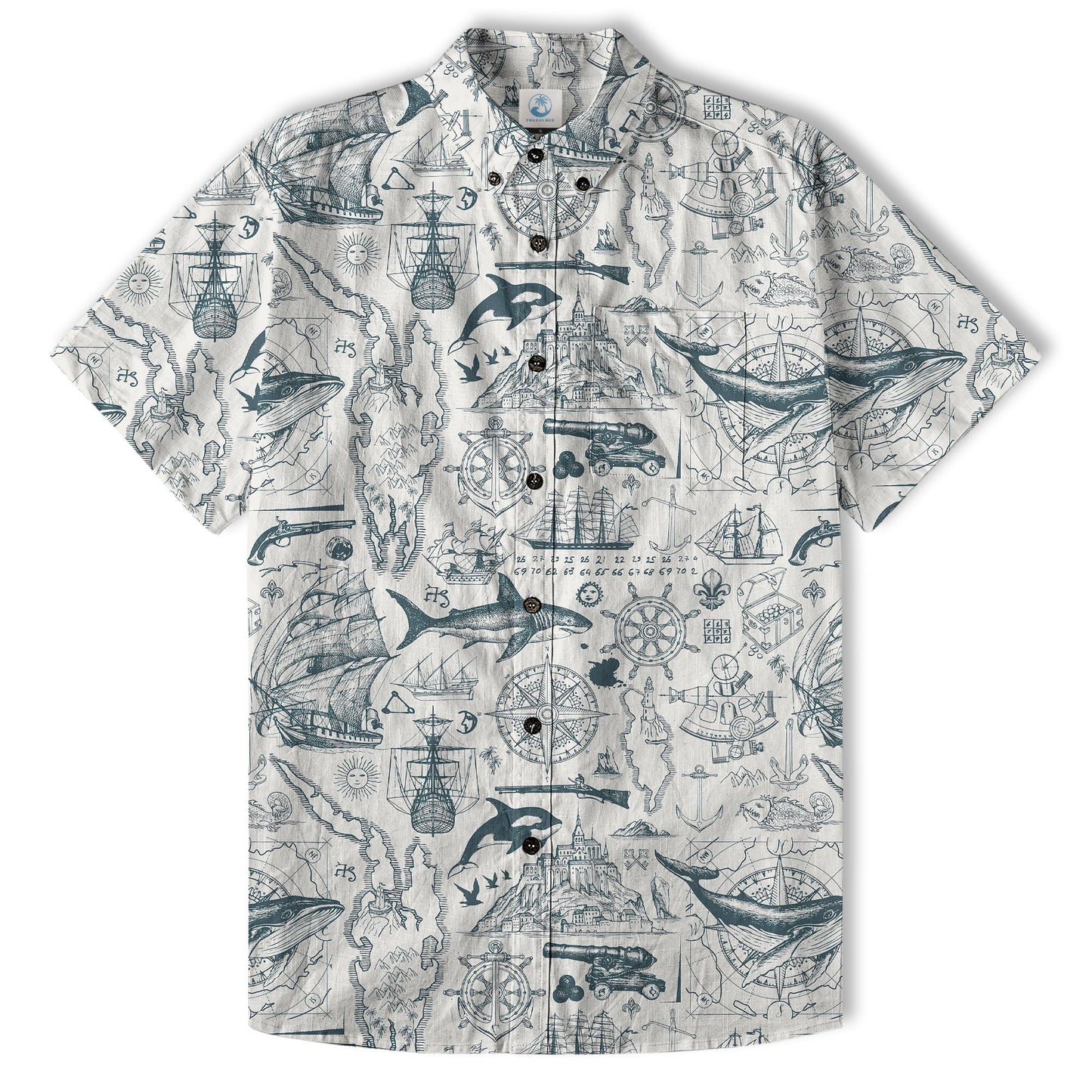 Sea Hawaiian Shirts for Men Women, Sea Animal Aloha Summer Beach Shirt Short Sleeve Button Down