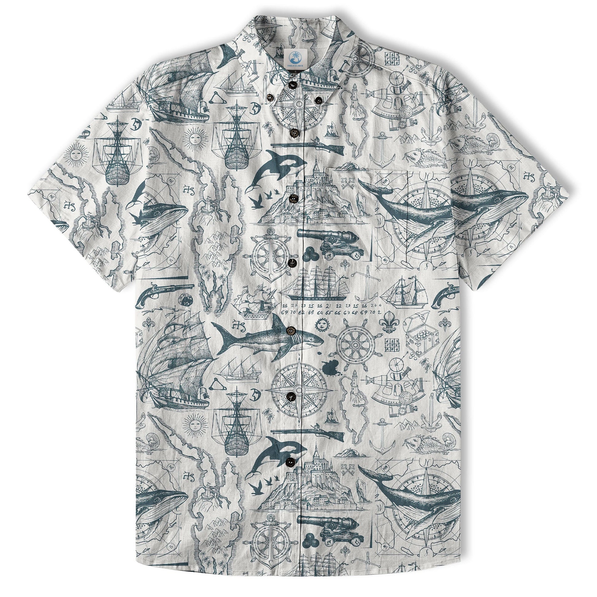 Sea Hawaiian Shirts for Men Women, Sea Animal Aloha Summer Beach Shirt Short Sleeve Button Down