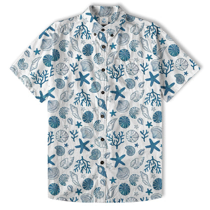 Sea Hawaiian Shirts for Men Women, Sea Animal Aloha Summer Beach Shirt Short Sleeve Button Down