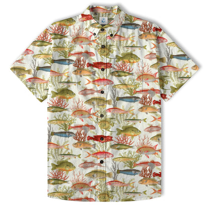 Sea Hawaiian Shirts for Men Women, Sea Animal Aloha Summer Beach Shirt Short Sleeve Button Down