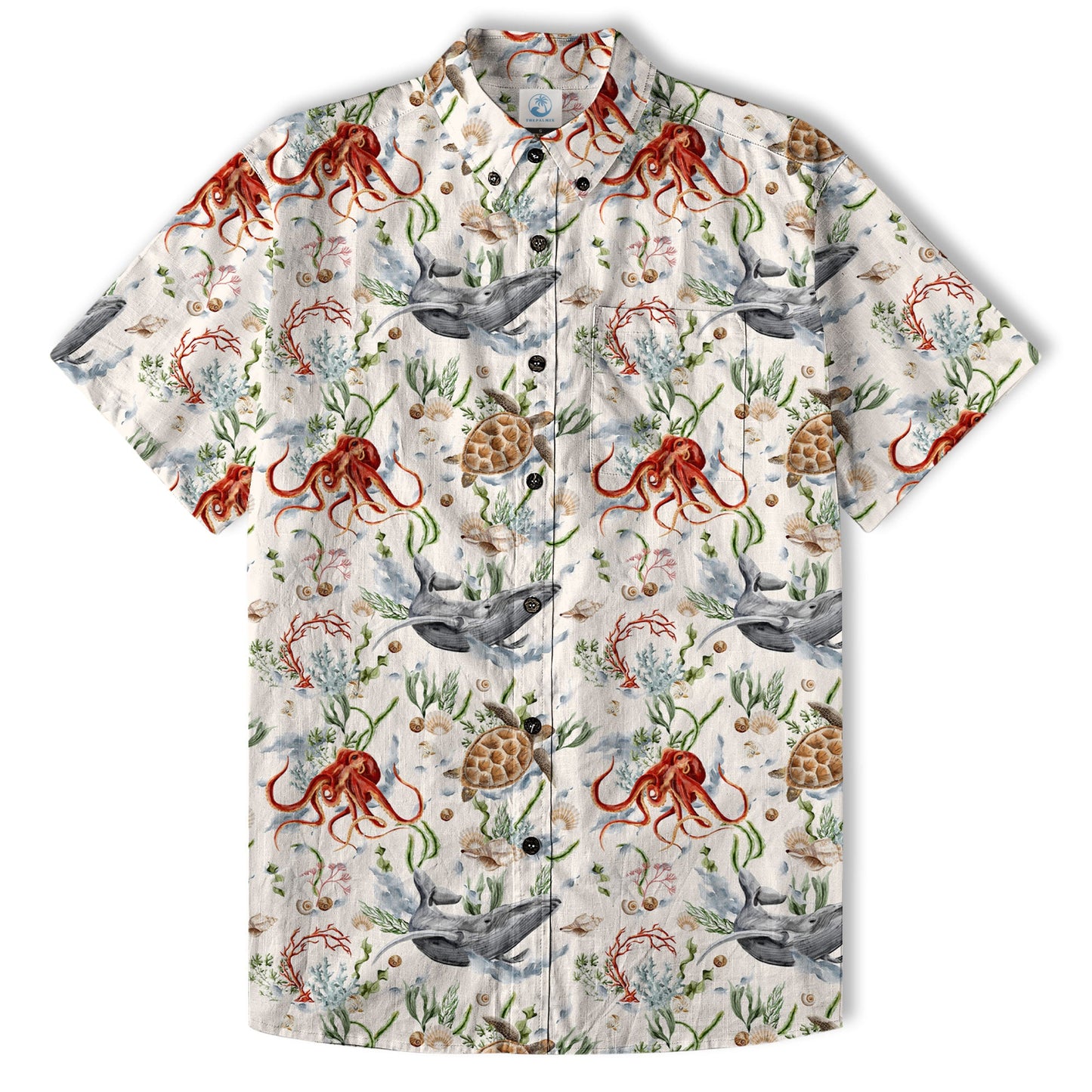 Sea Ocean Animals Women's Hawaiian Shirt, Ocean Fish Print