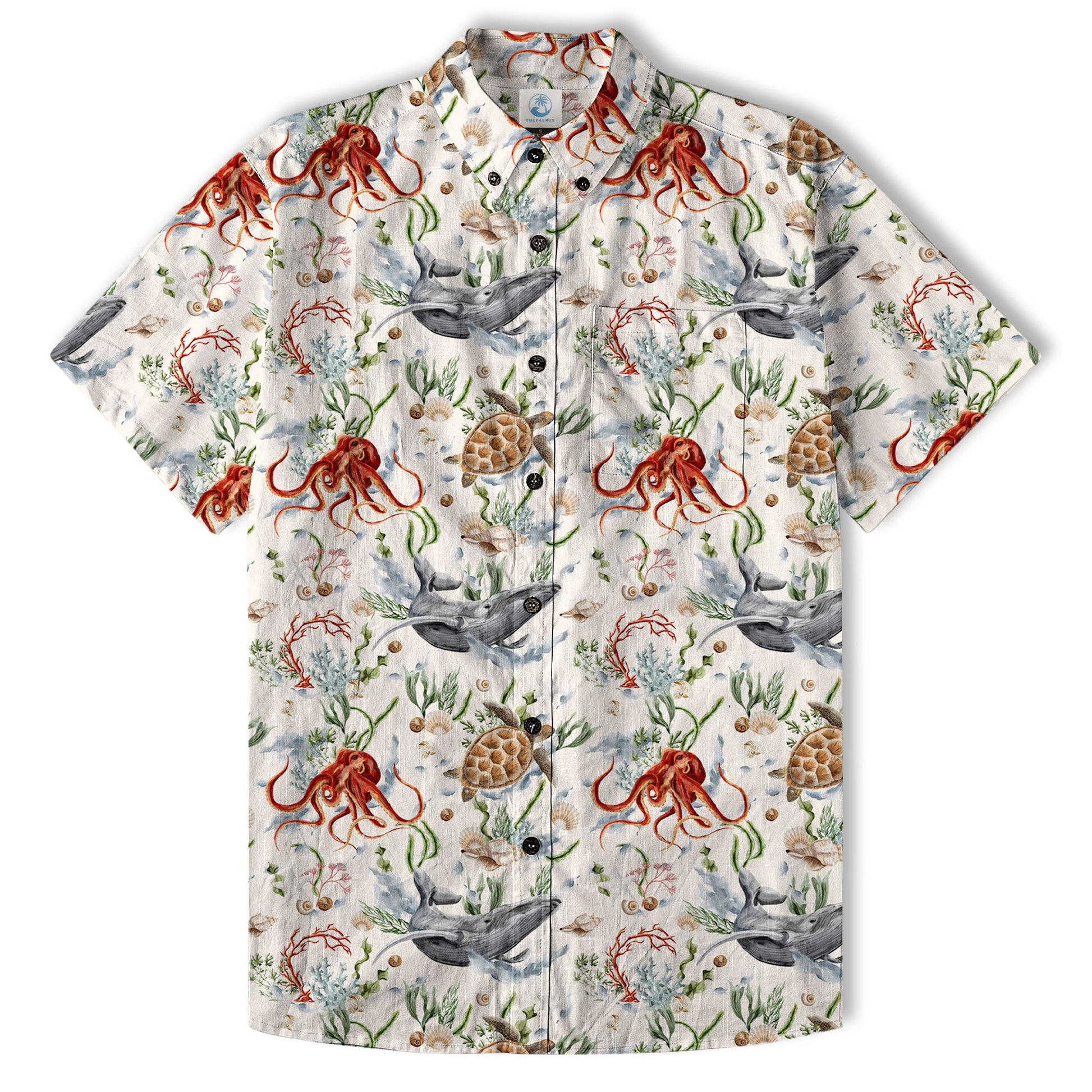 Sea Ocean Animals Women's Hawaiian Shirt, Ocean Fish Print