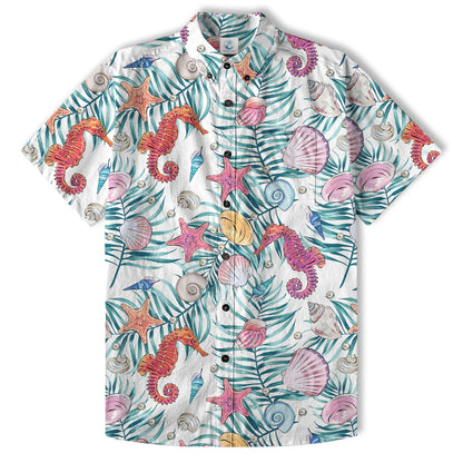 Ocean Animals Women's Hawaiian Shirt, Ocean Aloha Hawaiian Print