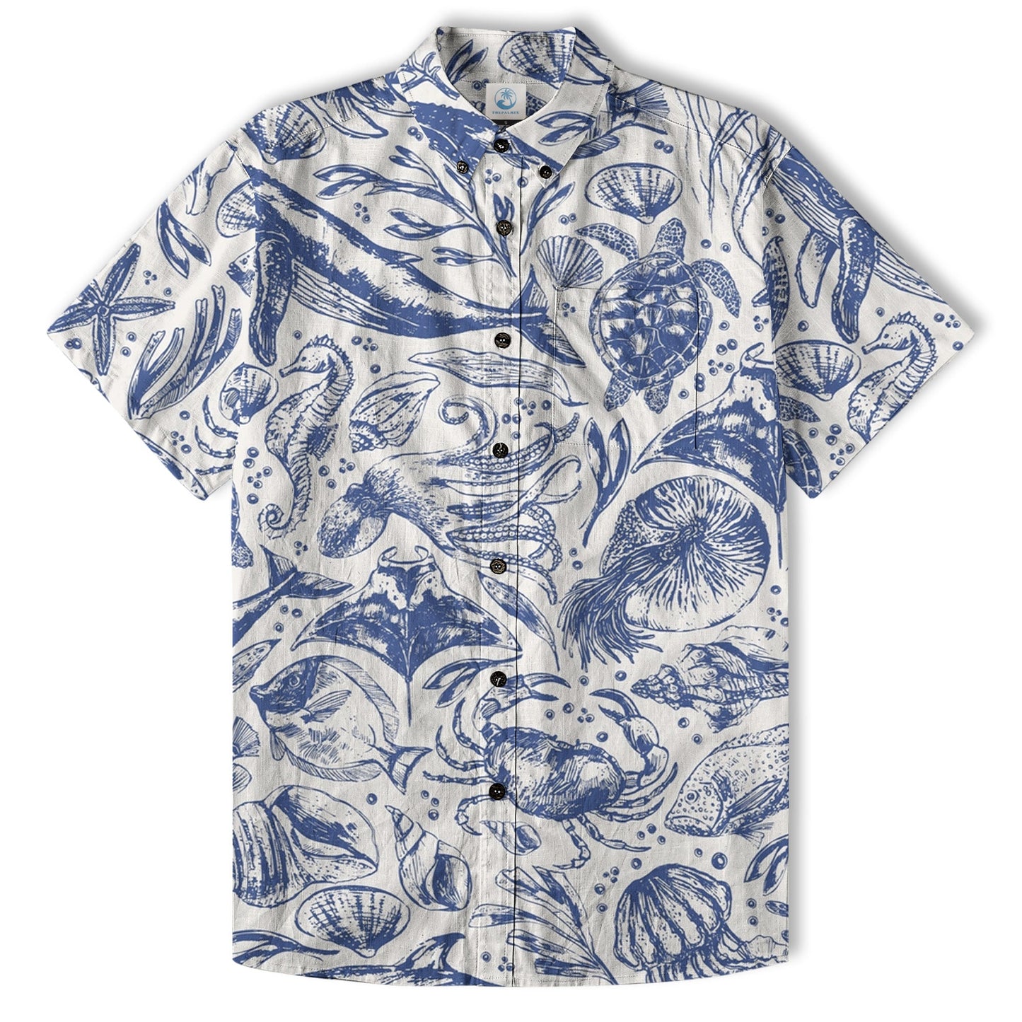 Ocean Animals Women's Hawaiian Shirt, Ocean Aloha Hawaiian Print