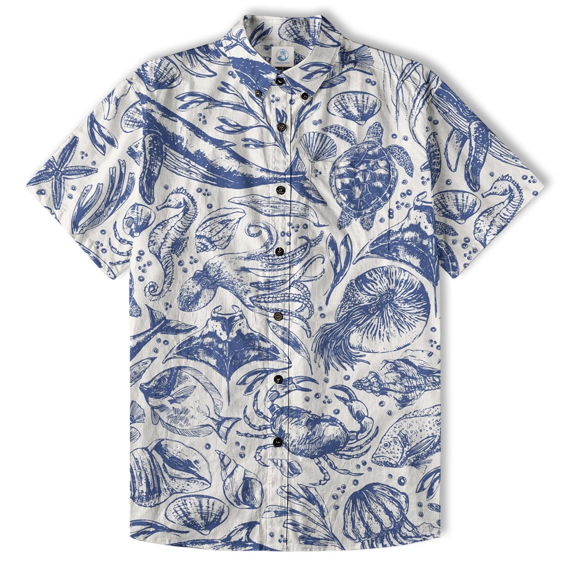 Ocean Animals Women's Hawaiian Shirt, Ocean Aloha Hawaiian Print