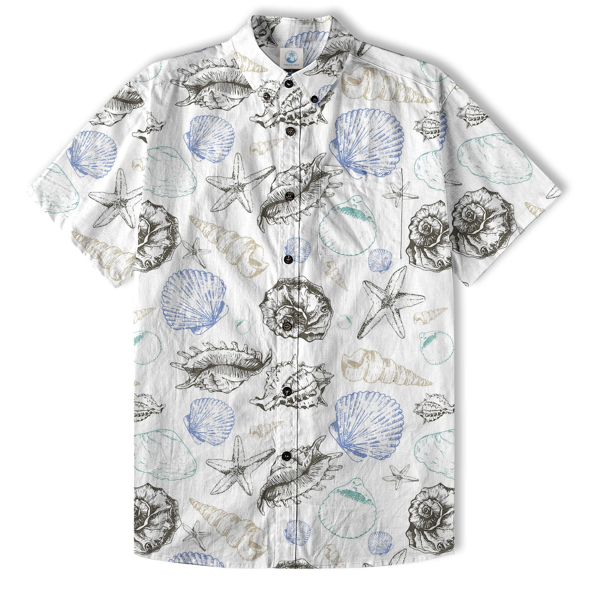 Sea Shells Animal Pattern Hawaii Shirt, Turtle Hawaiian Shirt for Men Women
