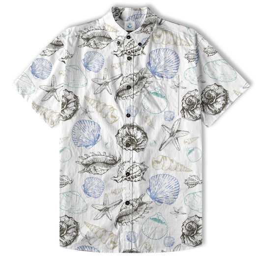 Sea Shells Animal Pattern Hawaii Shirt, Turtle Hawaiian Shirt for Men Women