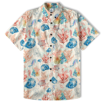 Ocean Animals Hawaiian Button Up Shirt, Sea Hawaii Shirt
