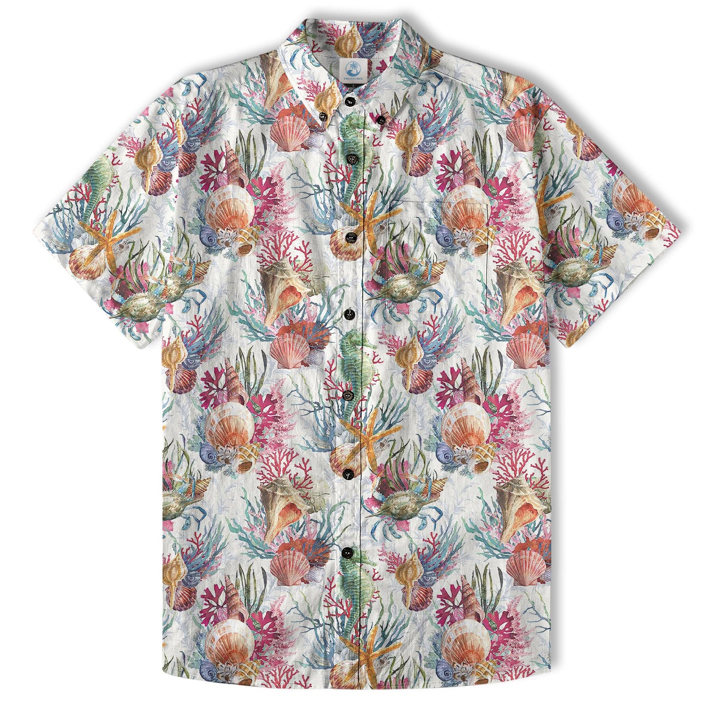 Ocean Animals Hawaiian Button Up Shirt, Sea Hawaii Shirt