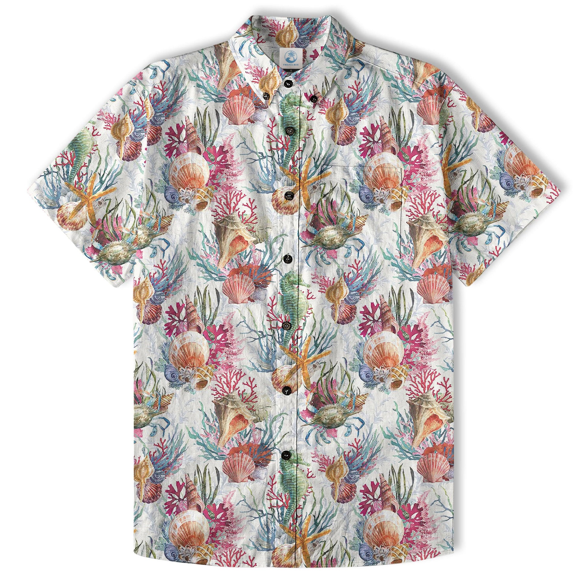 Ocean Animals Hawaiian Button Up Shirt, Sea Hawaii Shirt