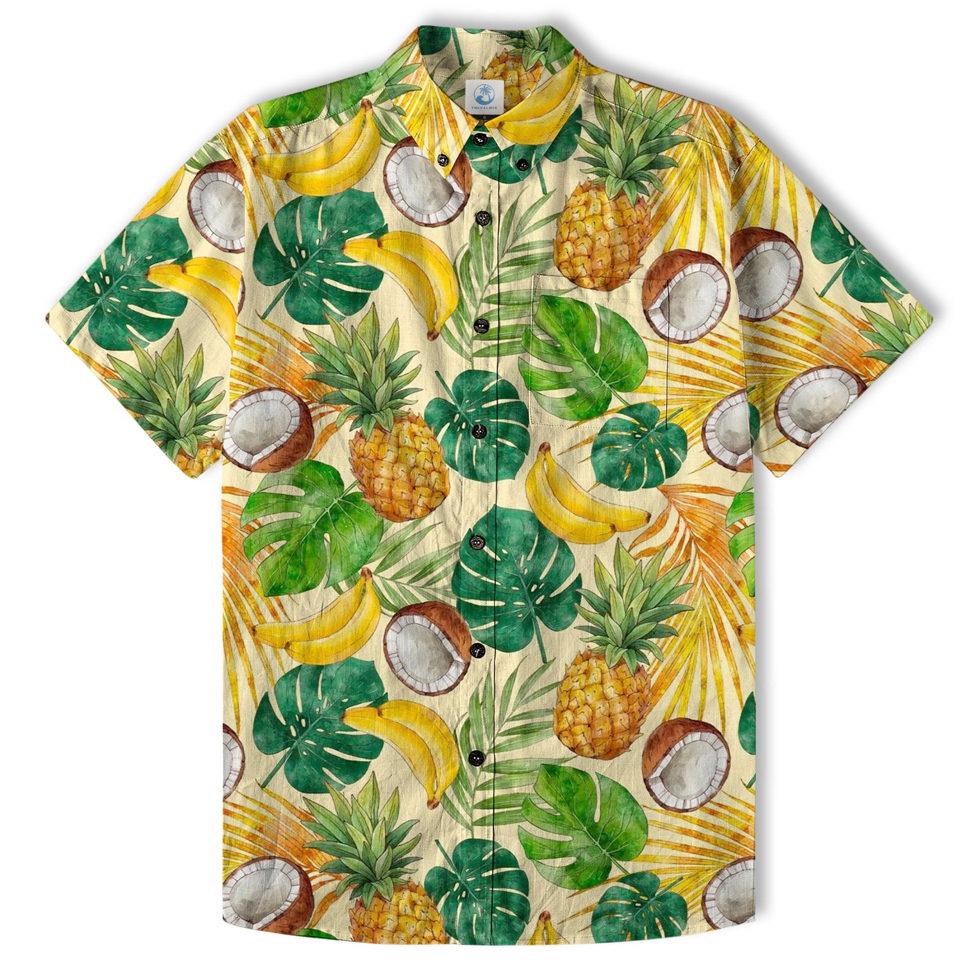 Tropical Fruits Aloha Hawaiian Button Up Shirt, Summer Beach Aloha Hawaii Shirt