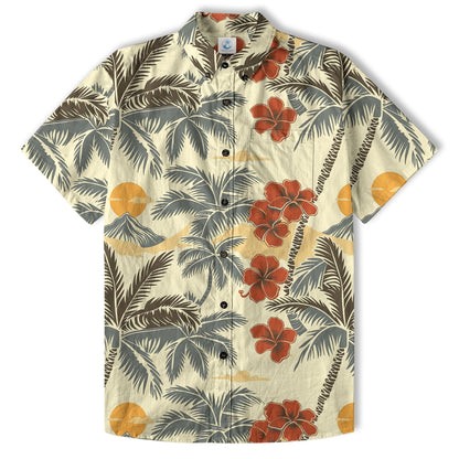 Retro Hibiscus Flowers Aloha Hawaii Shirt, Floral Hawaiian Button Up Shirt