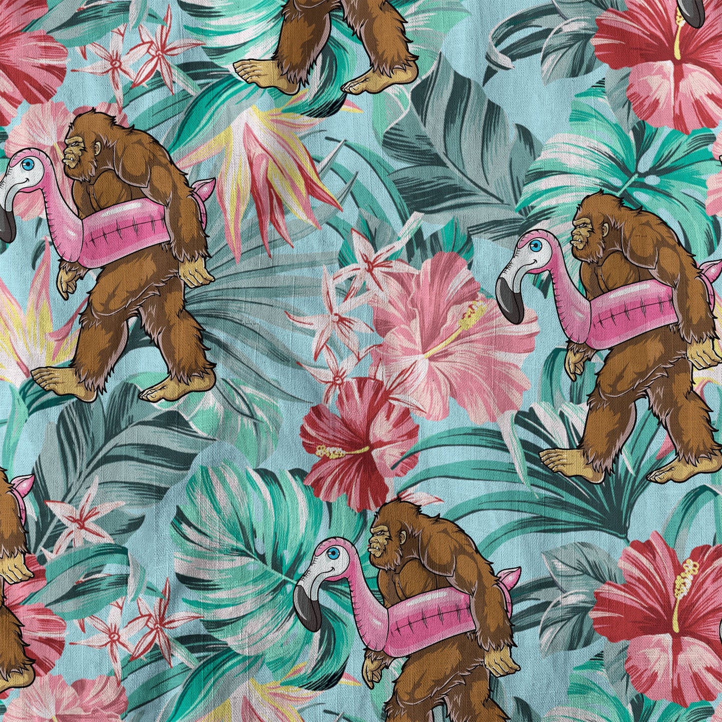 Bigfoot Tropical Hawaiian Shirt, Bigfoot Button-Up Shirt, Sasquatch Bigfoot Shirt, Summer Beach Shirt