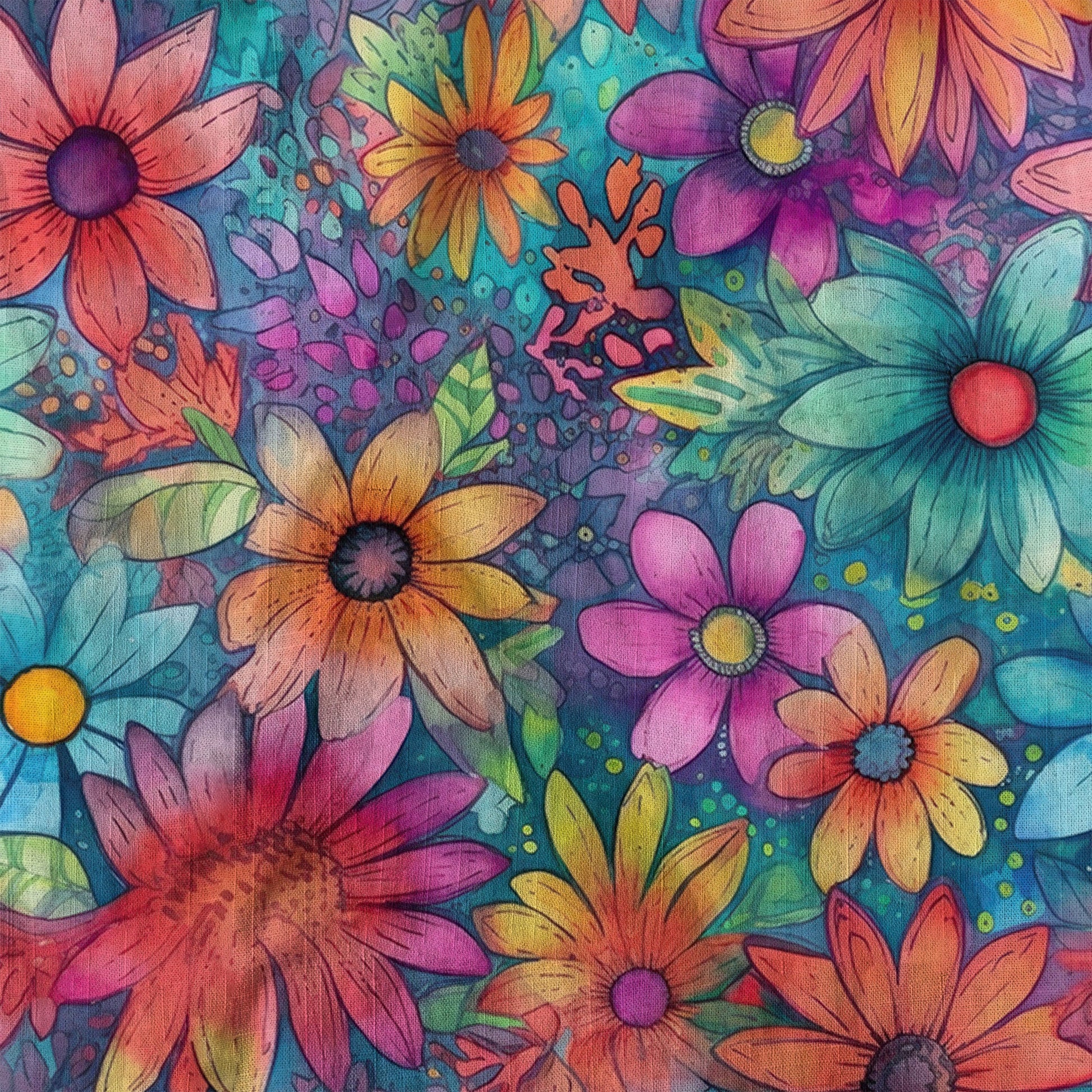 Colorful Hippie Flowers Patterns Hawaii Shirt, Groovy Floral Pattern Hawaiian Shirt for Men Women