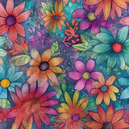 Colorful Hippie Flowers Patterns Hawaii Shirt, Groovy Floral Pattern Hawaiian Shirt for Men Women