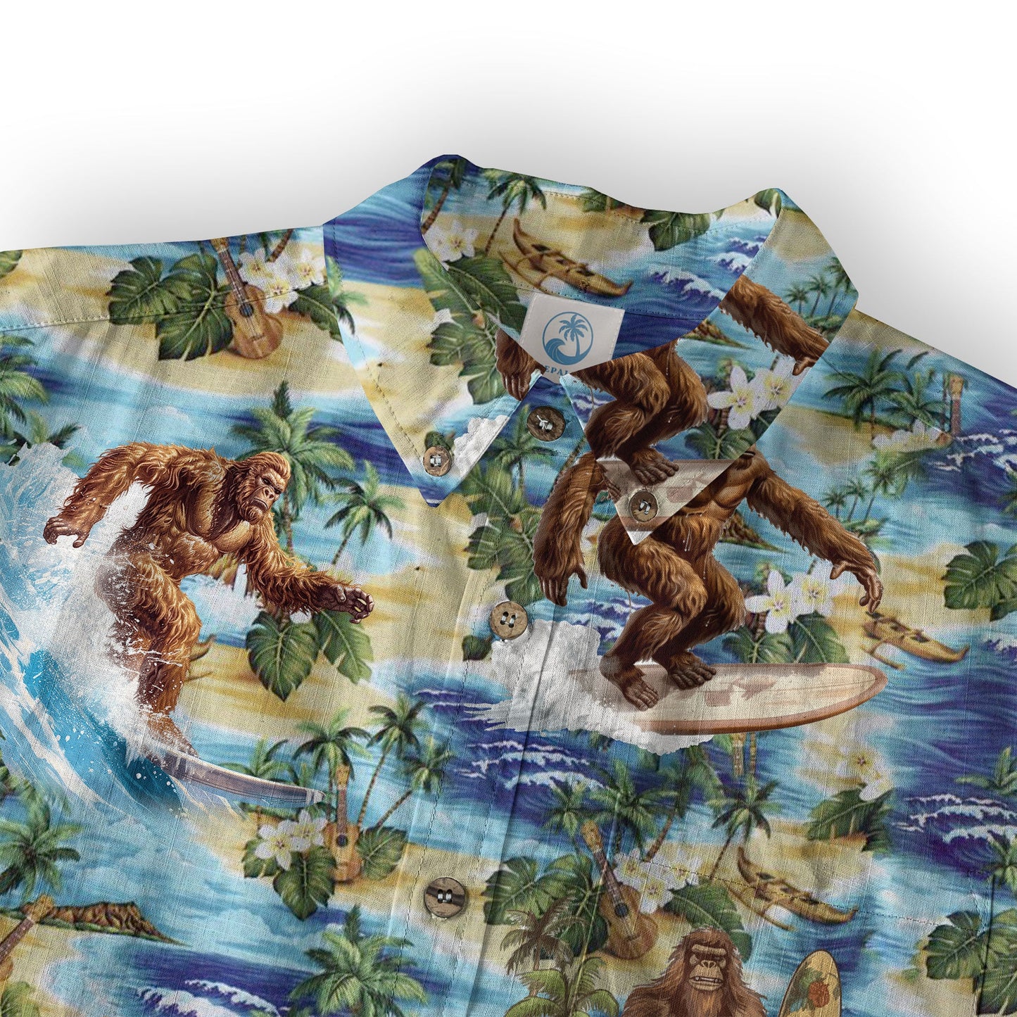 Bigfoot Tropical Hawaiian Shirt, Bigfoot Button-Up Shirt, Sasquatch Bigfoot Shirt, Summer Beach Shirt