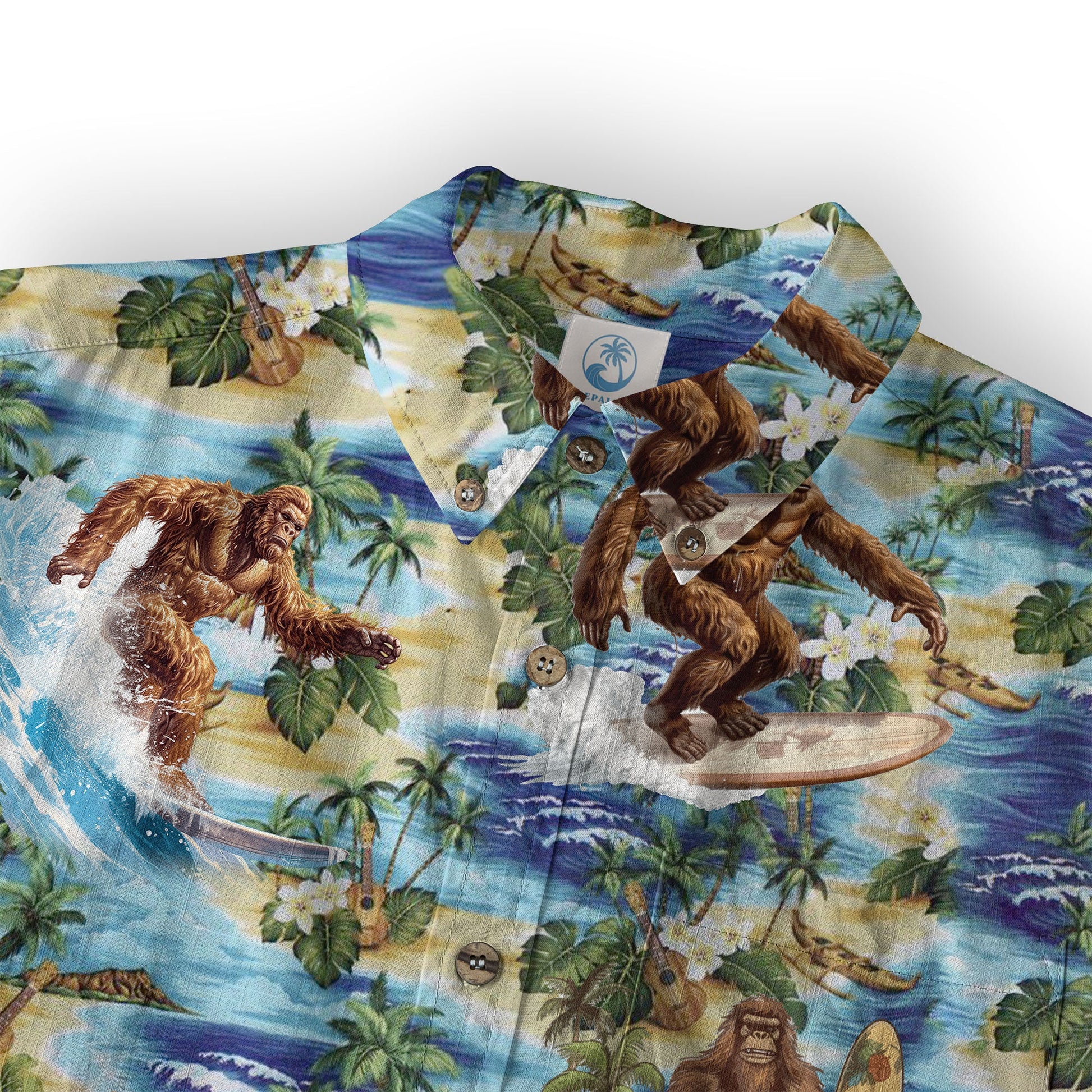 Bigfoot Tropical Hawaiian Shirt, Bigfoot Button-Up Shirt, Sasquatch Bigfoot Shirt, Summer Beach Shirt