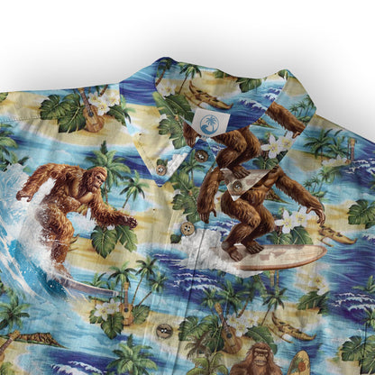 Bigfoot Tropical Hawaiian Shirt, Bigfoot Button-Up Shirt, Sasquatch Bigfoot Shirt, Summer Beach Shirt
