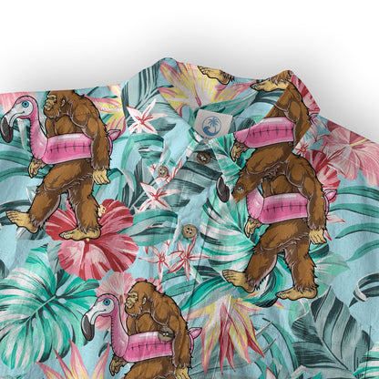 Bigfoot Tropical Hawaiian Shirt, Bigfoot Button-Up Shirt, Sasquatch Bigfoot Shirt, Summer Beach Shirt