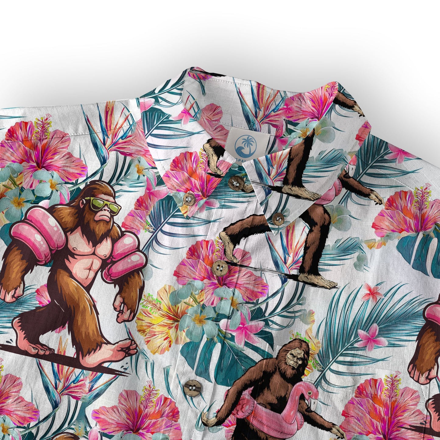 Bigfoot Tropical Hawaiian Shirt, Bigfoot Button-Up Shirt, Sasquatch Bigfoot Shirt, Summer Beach Shirt