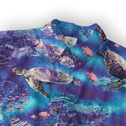 Turtle Mens Hawaiian Shirt, Turtle Casual Button Down Short Sleeve Aloha Hawaii Shirt