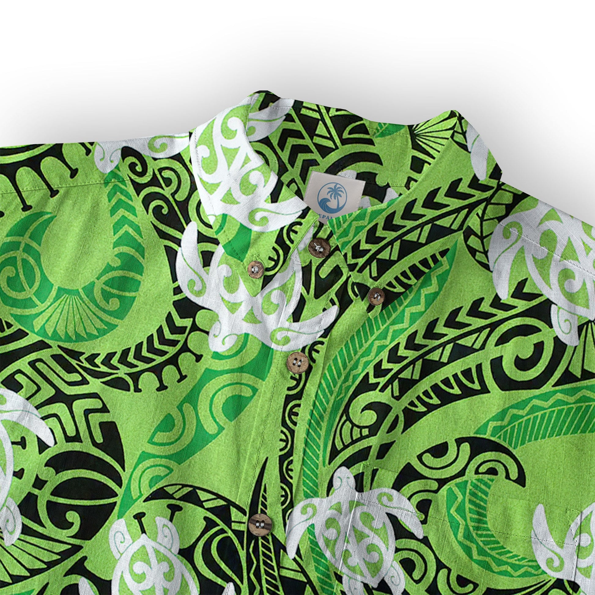Turtle Floral Aloha Beach Shirt, Green Polynesian Ocean Turtle Shirt