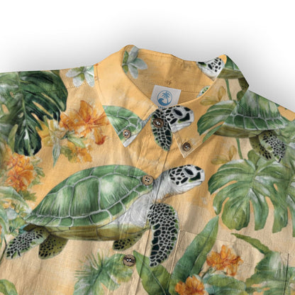 Tropical Turtle Hawaiian Shirts for Men Women, Sea Turtle Aloha Summer Beach Shirt