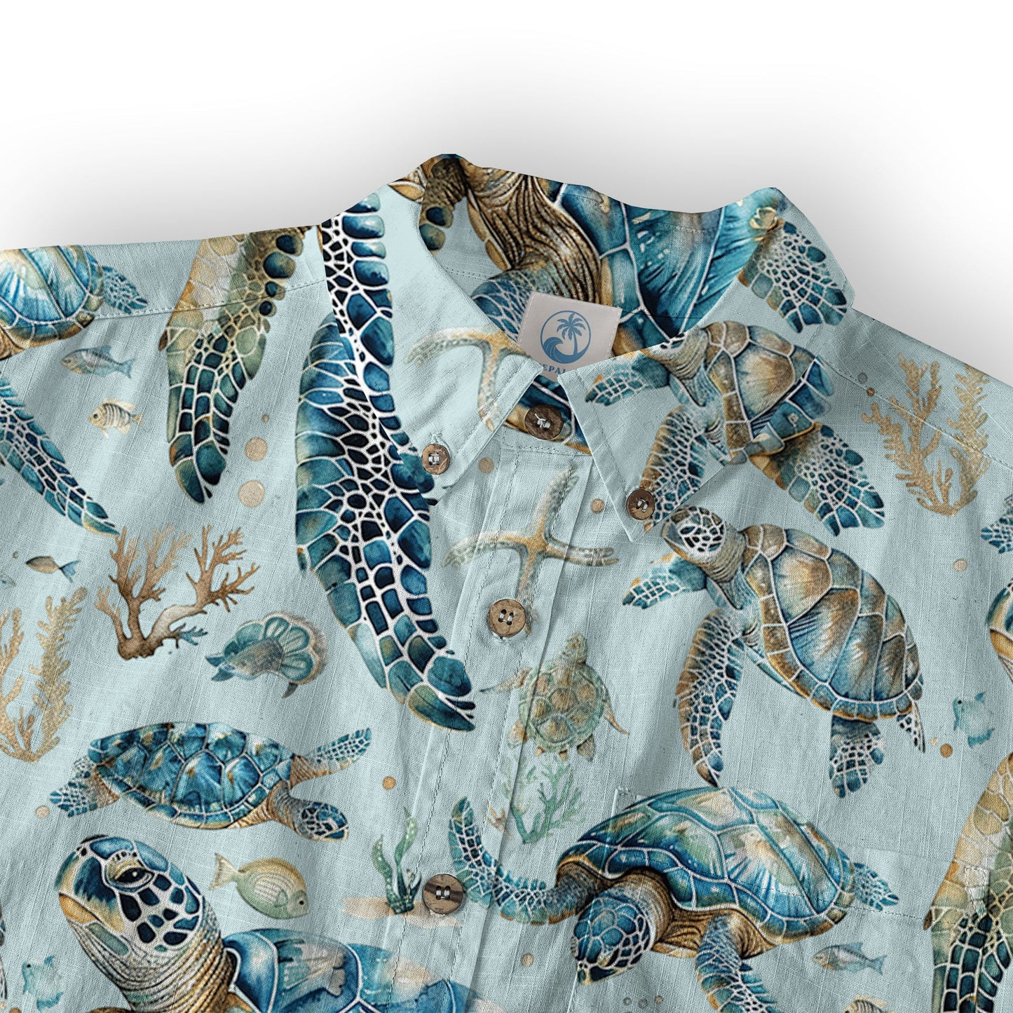 Blue Tribal Sea Turtle Hawaiian Shirt, Aloha Tropical Summer Beach Button Up Shirt