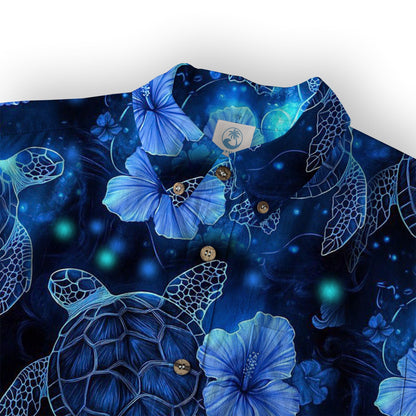 Neon Turtle Hawaiian Shirts for Men Women Youth, Vibrant Sea Turtle Aloha Summer Beach Shirt