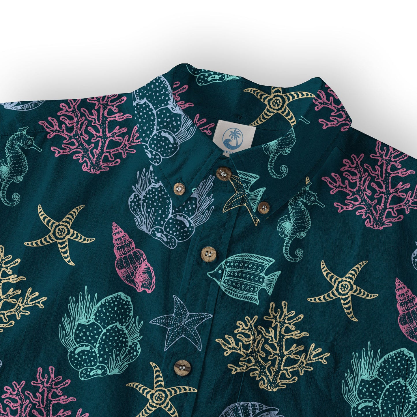 Vintage Ocean Print Hawaiian Shirts for Men Women, Sea Animal Aloha Summer Beach Shirt