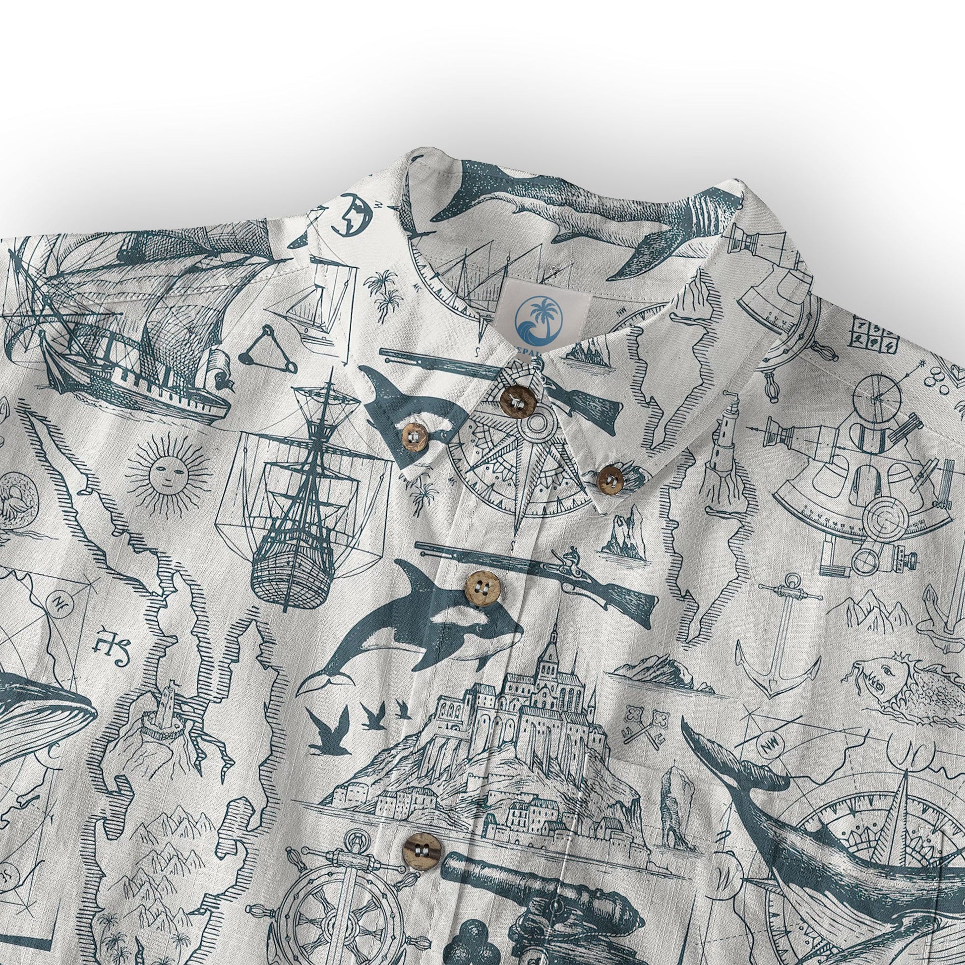 Sea Hawaiian Shirts for Men Women, Sea Animal Aloha Summer Beach Shirt Short Sleeve Button Down