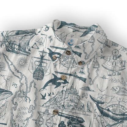 Sea Hawaiian Shirts for Men Women, Sea Animal Aloha Summer Beach Shirt Short Sleeve Button Down