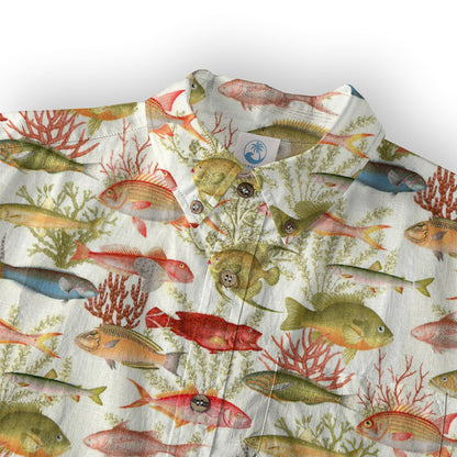 Sea Hawaiian Shirts for Men Women, Sea Animal Aloha Summer Beach Shirt Short Sleeve Button Down