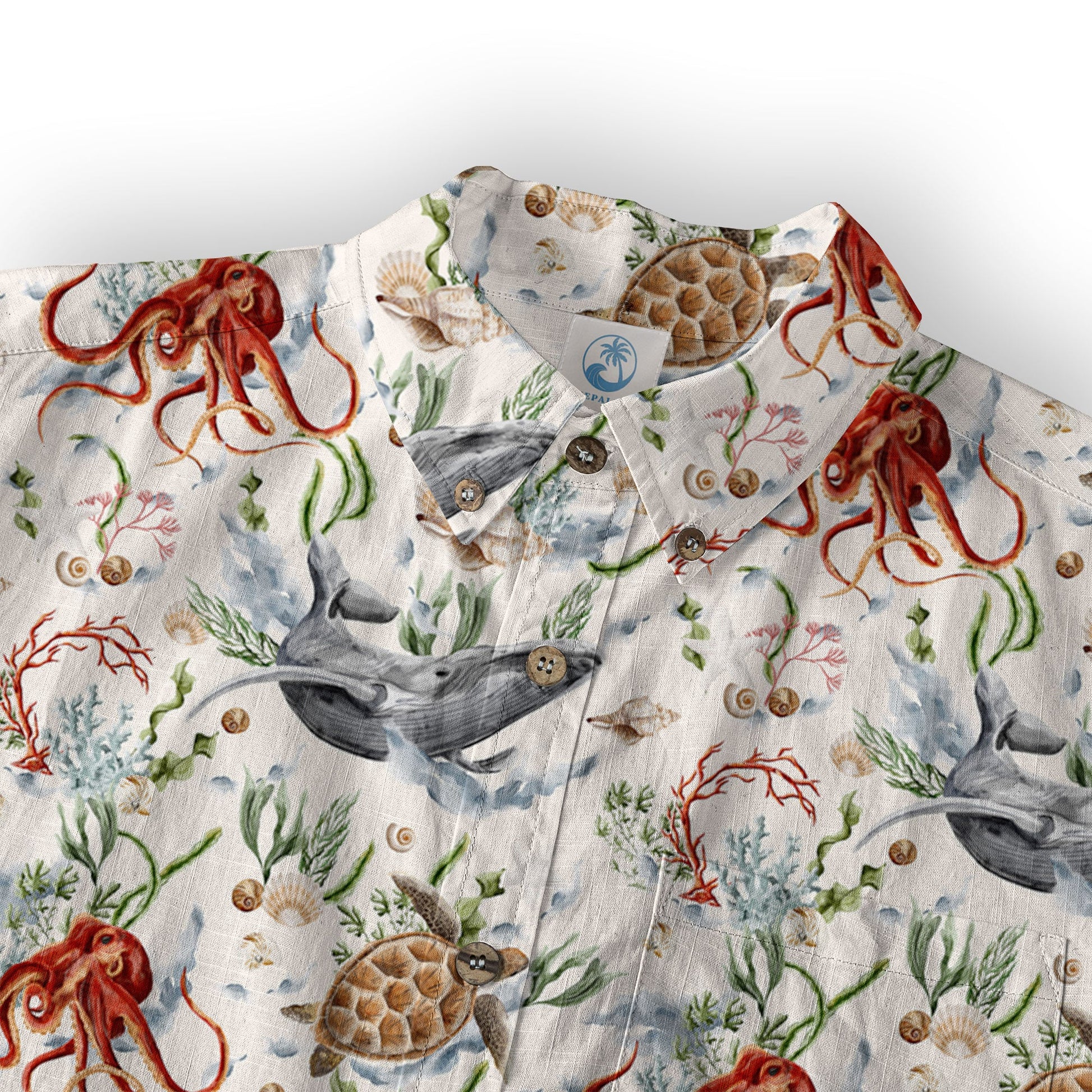 Sea Ocean Animals Women's Hawaiian Shirt, Ocean Fish Print