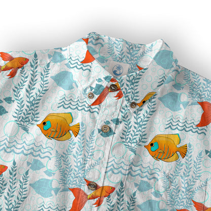 Sea Ocean Animals Women's Hawaiian Shirt, Ocean Fish Print