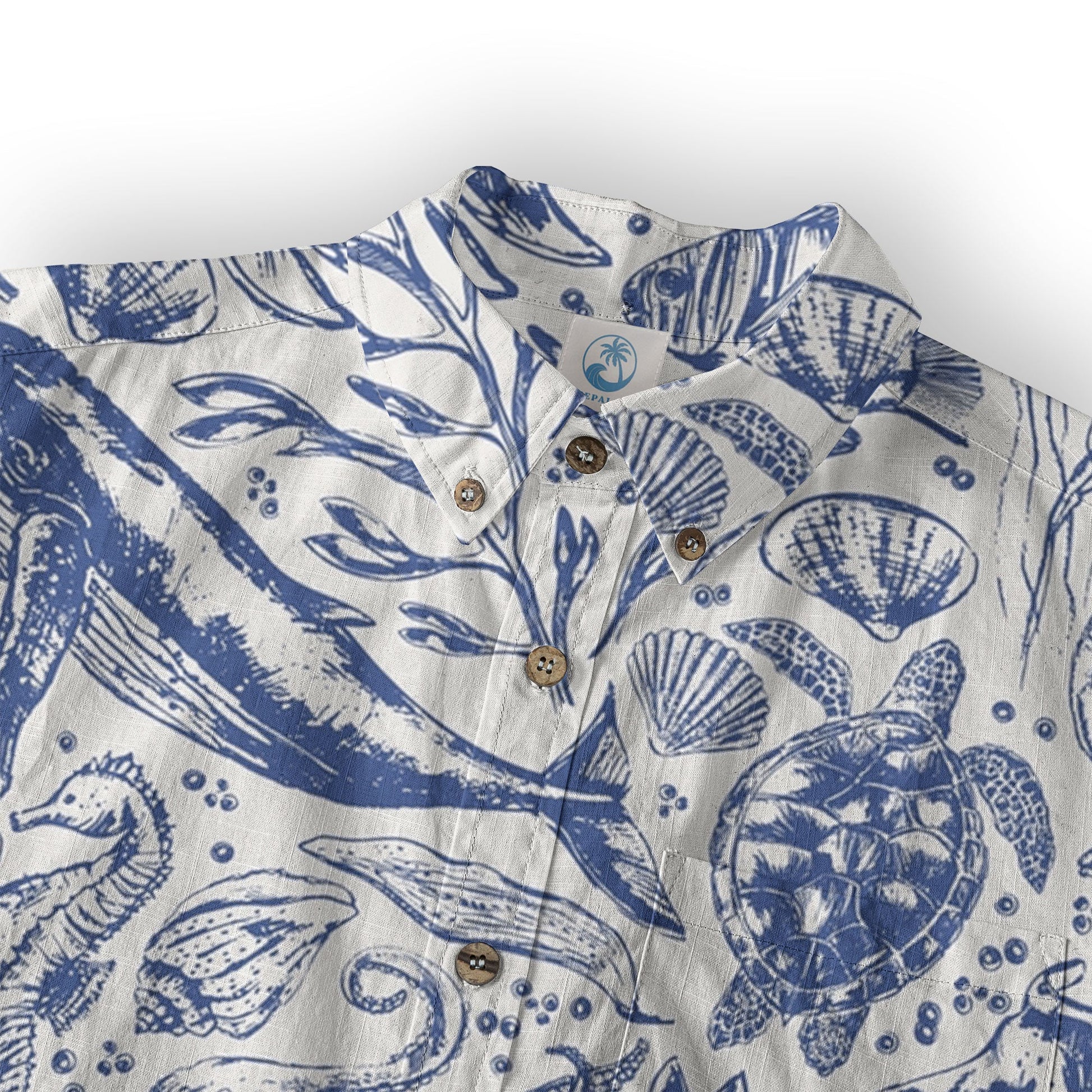 Ocean Animals Women's Hawaiian Shirt, Ocean Aloha Hawaiian Print