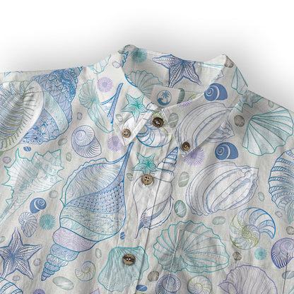 Sea Shells Animal Pattern Hawaii Shirt, Turtle Hawaiian Shirt for Men Women