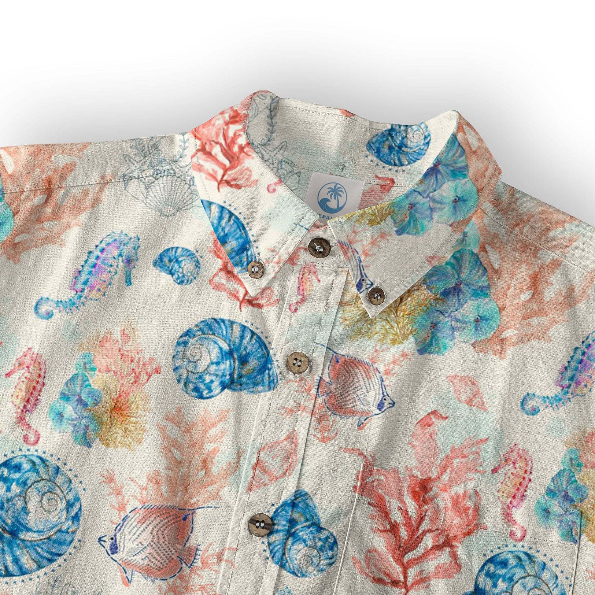 Ocean Animals Hawaiian Button Up Shirt, Sea Hawaii Shirt