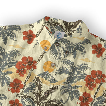 Retro Aloha Hibiscus Flowers Hawaii Shirt, Floral Hawaiian Button Down Shirt