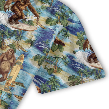 Bigfoot Tropical Hawaiian Shirt, Bigfoot Button-Up Shirt, Sasquatch Bigfoot Shirt, Summer Beach Shirt