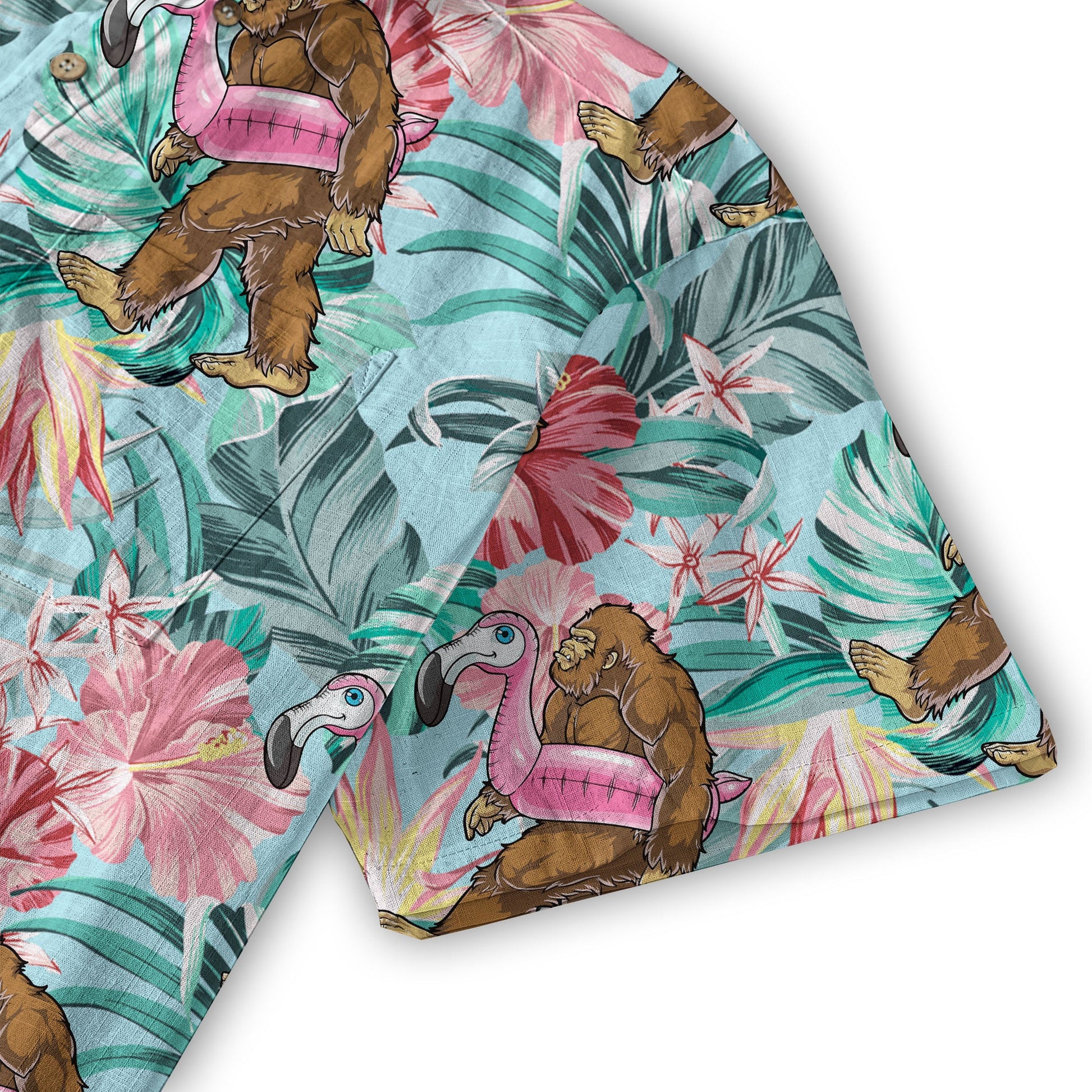 Bigfoot Tropical Hawaiian Shirt, Bigfoot Button-Up Shirt, Sasquatch Bigfoot Shirt, Summer Beach Shirt