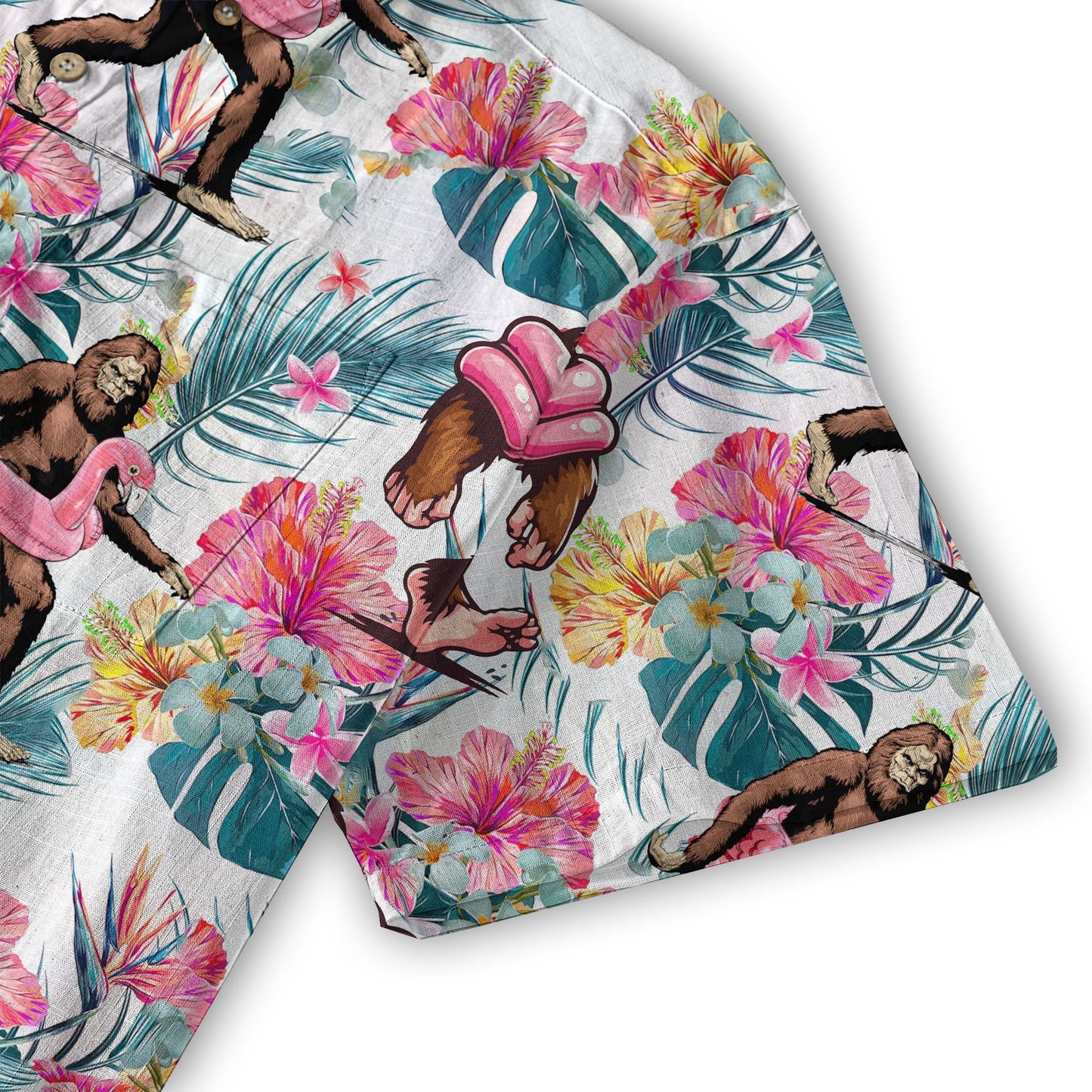 Bigfoot Tropical Hawaiian Shirt, Bigfoot Button-Up Shirt, Sasquatch Bigfoot Shirt, Summer Beach Shirt