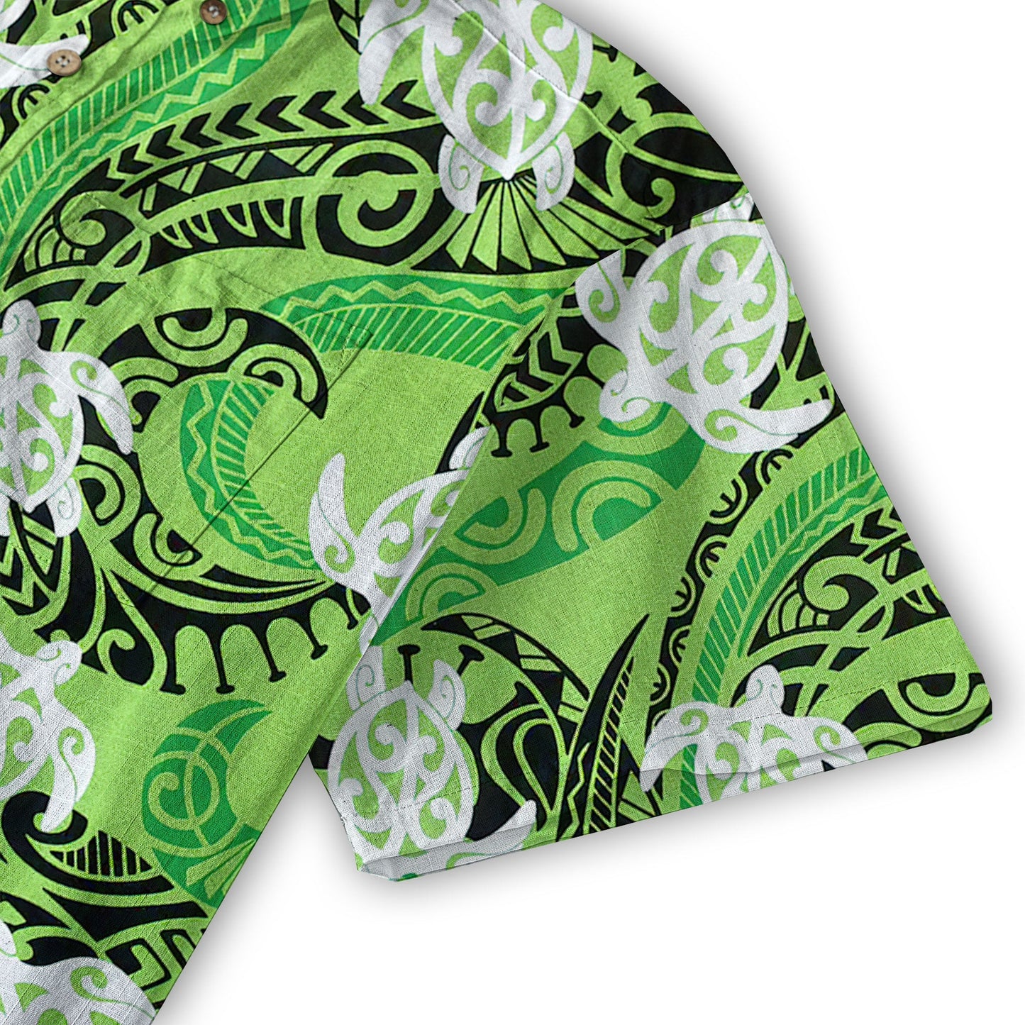 Turtle Floral Aloha Beach Shirt, Green Polynesian Ocean Turtle Shirt
