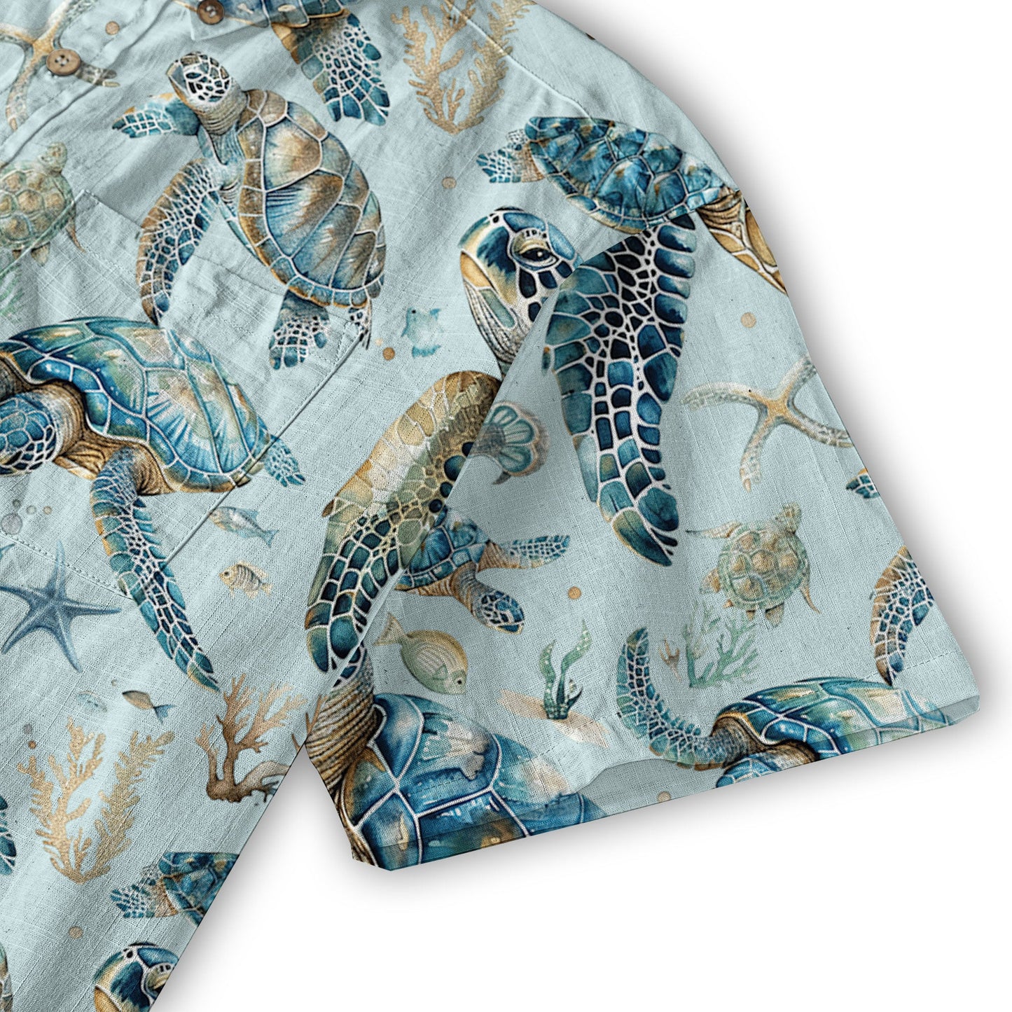 Blue Tribal Sea Turtle Hawaiian Shirt, Aloha Tropical Summer Beach Button Up Shirt