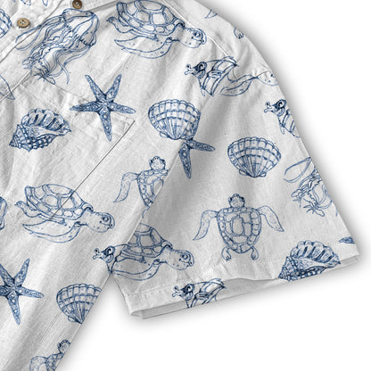 Sea Turtle Hawaiian Shirt, Aloha Summer Beach Button Up Shirt