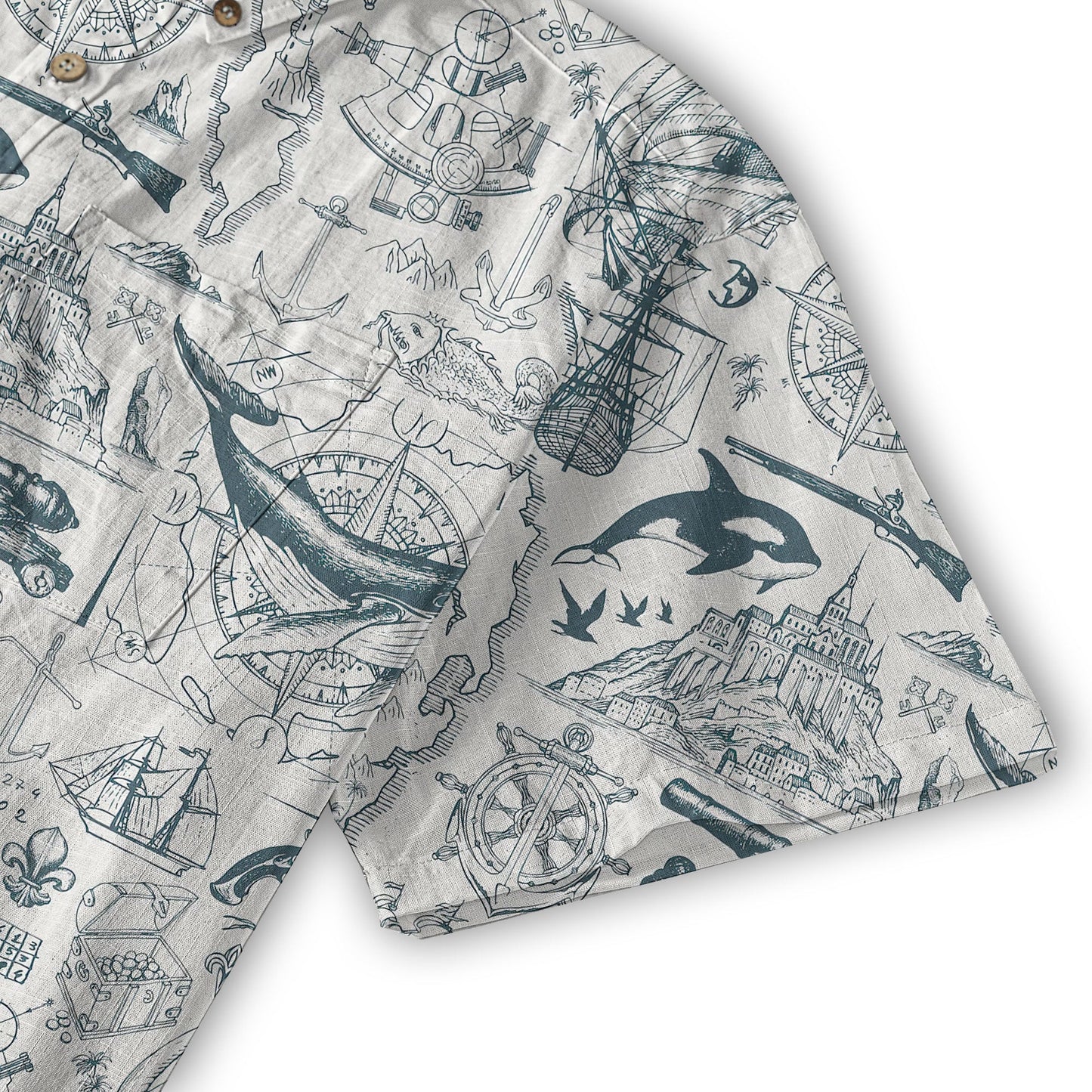 Sea Hawaiian Shirts for Men Women, Sea Animal Aloha Summer Beach Shirt Short Sleeve Button Down