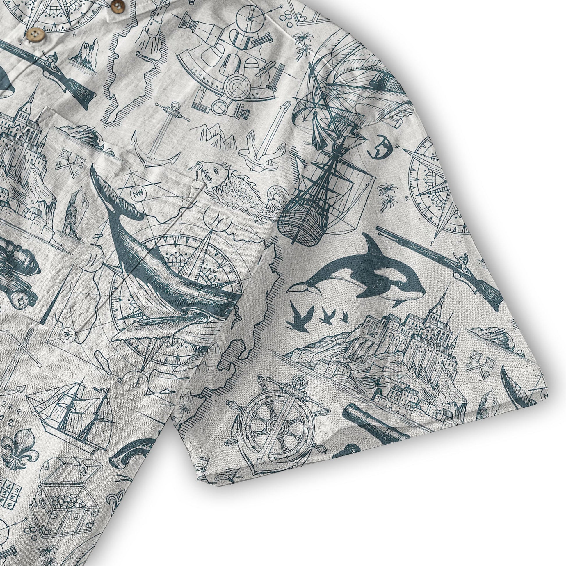 Sea Hawaiian Shirts for Men Women, Sea Animal Aloha Summer Beach Shirt Short Sleeve Button Down