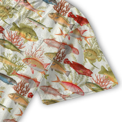 Sea Hawaiian Shirts for Men Women, Sea Animal Aloha Summer Beach Shirt Short Sleeve Button Down