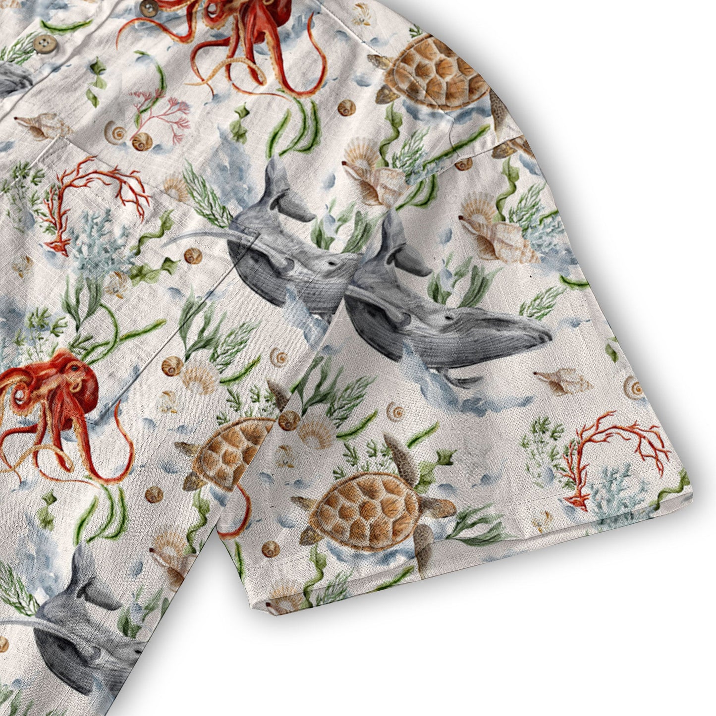 Sea Ocean Animals Women's Hawaiian Shirt, Ocean Fish Print