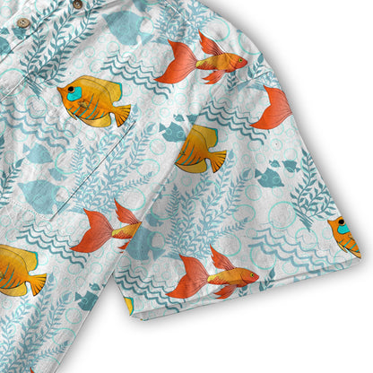 Sea Ocean Animals Women's Hawaiian Shirt, Ocean Fish Print